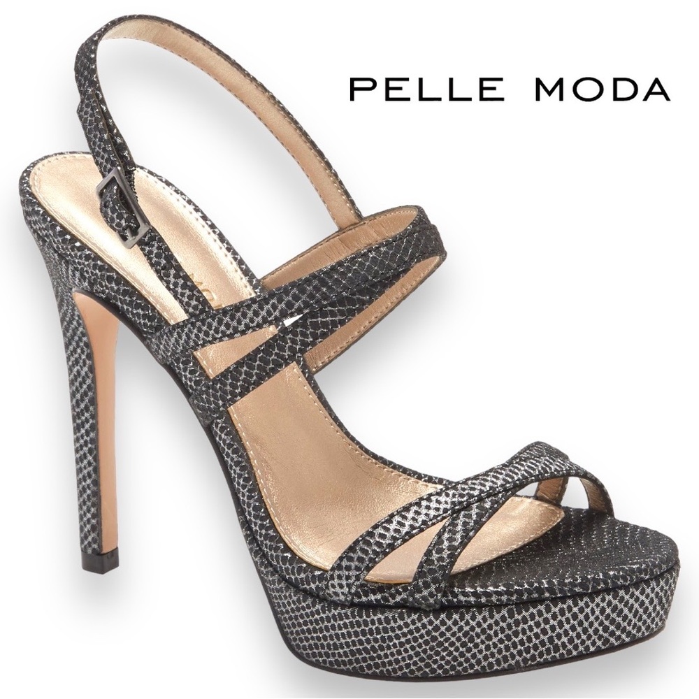 Pelle Moda Black Strappy High Heel Sandals